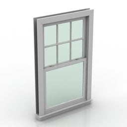 3д модель алюминиевого окна с двойной подвеской