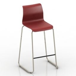바 의자 빨간색 플라스틱 패드 3d 모델