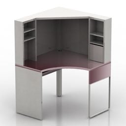 3д модель минималистичного деревянного стола с полкой