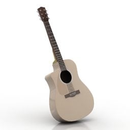 White Guitar Acoustic Style 3d model