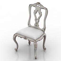 Single Chair Wooden Frame 3d model