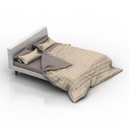 Double Bed With Wrinkled Blanket 3d model