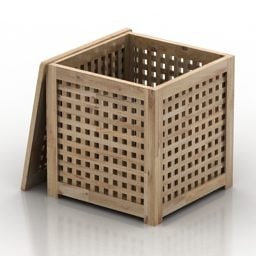 木製籐チェストボックス 3Dモデル