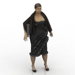 نموذج ثلاثي الأبعاد لامرأة في منتصف العمر بفستان أسود