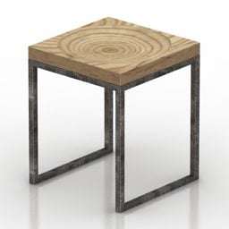 Model 3D z drewnianym siedziskiem kwadratowym