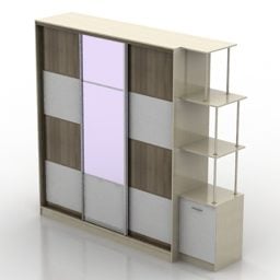 Morn Wardrobe Furniture With Side Shelf 3d model