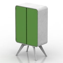 کمد مدرنیسم سفید رنگ سبز مدل سه بعدی