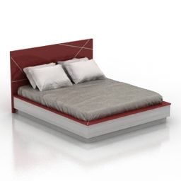 Łóżko tapicerskie w kolorze szarym czerwonym Model 3D