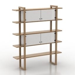 Modelo 3d de rack de madeira para estilista de modernismo