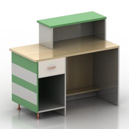 Mesa de trabajo para niños con gabinete modelo combinado 3d