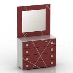 거울과 서랍 캐비닛이 있는 화장대 3d 모델