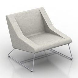 Upholstered Grey Fabric Armchair 3d model