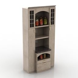 Kuchyňská nástěnná skříňka s kuchyňským nádobím 3D model