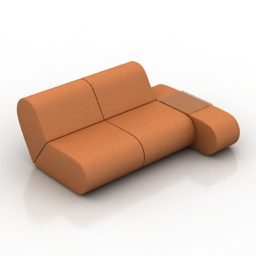 Verhoilu sohva Keltainen Nahka 3D-malli