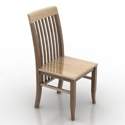 Modelo 3D de móveis de jantar com cadeira de madeira