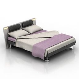 3д модель двуспальной кровати с обивкой на платформе