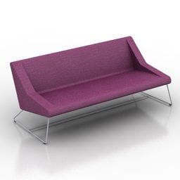 Canapé d'attente en tissu violet modèle 3D