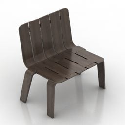 Low Back Chair Dark Wood 3d model