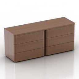 Modello 3d in materiale di legno per armadietto basso per ufficio
