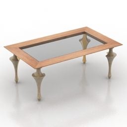 Starožitný dřevěný jídelní stůl a židle 3D model