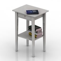 Nightstand Stool With Book Stack 3d model