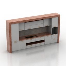 Modello 3d di stile piano dell'armadio da cucina
