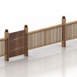 Drewniany płot z drzwiami Model 3D