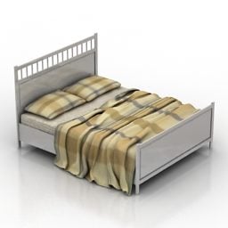 מיטה זוגית לבנה עם שמיכת כרית דגם תלת מימד