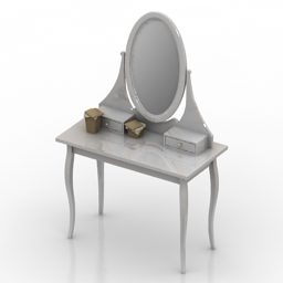 Oval Aynalı Tuvalet Masası 3d model
