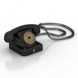 Model 3d Gaya Lama Telefon Rotary Hitam