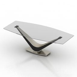 Table basse en verre avec pied en V modèle 3D