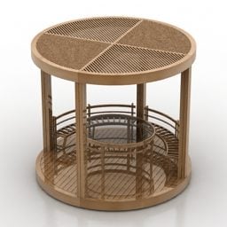 Holzlaubenpavillongebäude 3D-Modell
