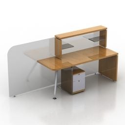 Simple Work Table With Cabinet 3d model