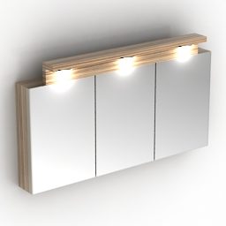 Espelho de vidro moderno com luz superior Modelo 3D
