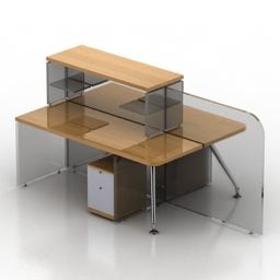 Working Table With Glass Divider 3d model