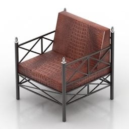 كرسي جلدي بإطار من الحديد المطاوع نموذج ثلاثي الأبعاد