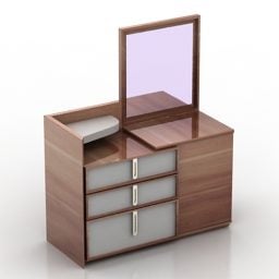 Wood Dressing With Drawers 3d model