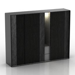 Black Wardrobe Minimalist With Lighting 3d model