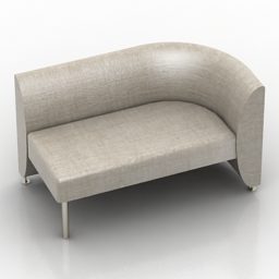 Curved Edge Beige Leather Sofa 3d model