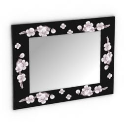 Specchio con cornice nera con motivo decorativo modello 3d