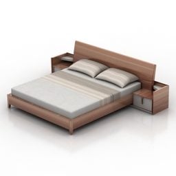 Platform Bed With Nightstand Modern Style 3d model