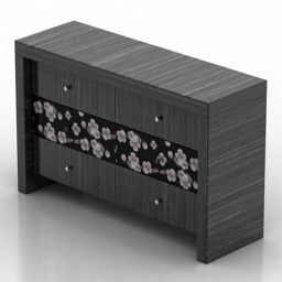 Mô hình 3d tủ đựng đồ bằng gỗ tối màu