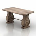 Wood Garden Table With Carved Leg