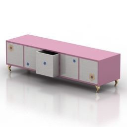 电视柜粉红色画3d模型