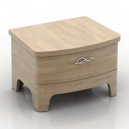 Low Nightstand Ash Wood With Drawer