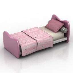Růžová postel 3D model