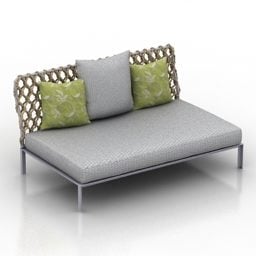 Niedriges Sofa mit dünner Polsterung, 3D-Modell