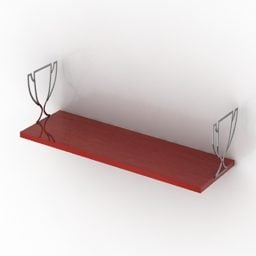 Model 3D do montażu na ścianie czerwonej półki