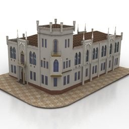 مبنى سكني من العصور الوسطى نموذج ثلاثي الأبعاد