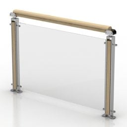 Kaca Pagar Dengan Handrail model 3d